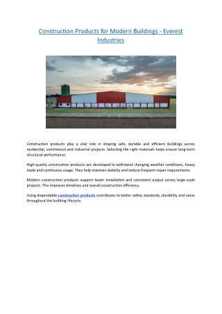 Construction Products for Modern Buildings - Everest Industries