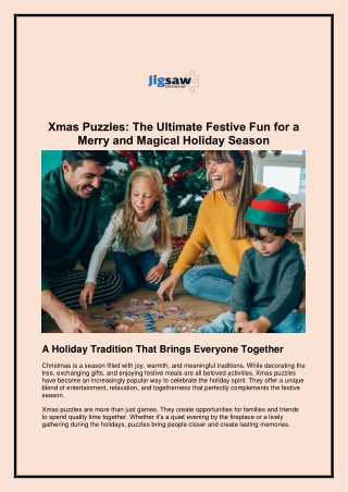 Xmas Puzzles: The Ultimate Festive Fun for a Merry and Magical Holiday Season