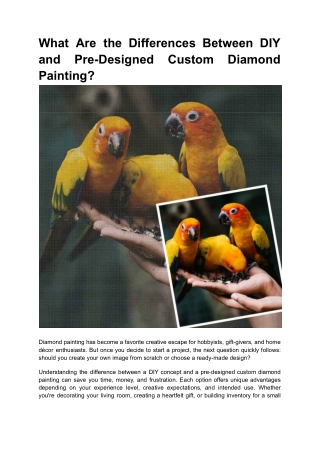 What Are the Differences Between DIY and Pre-Designed Custom Diamond Painting?