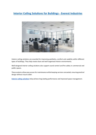 Interior Ceiling Solutions for Buildings - Everest Industries
