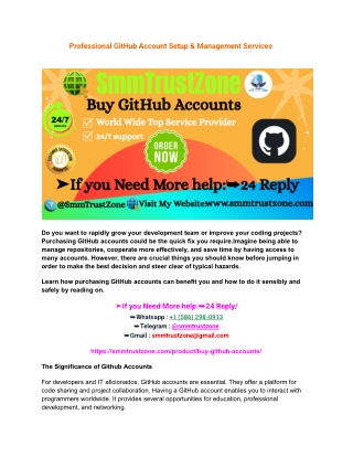 Professional buy  GitHub Account Setup & Management Services