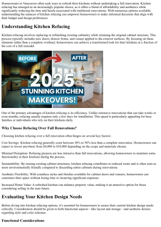 Kitchen Refacing Options: A Cost-Effective Solution in Vancouver