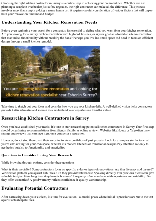 The Best Kitchen Contractors in Surrey: How to Choose the Right One