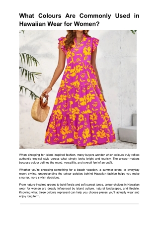 What Colours Are Commonly Used in Hawaiian Wear for Women?