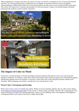 Using Color Psychology to Inspire your kitchen design.