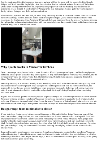 Quartz Countertops Vancouver: Elegant, Low-Maintenance Surfaces