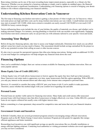 Financing Your Dream Kitchen Renovation in Vancouver: Options Available