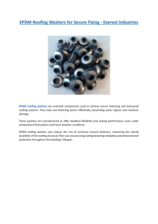 EPDM Roofing Washers for Secure Fixing - Everest Industries