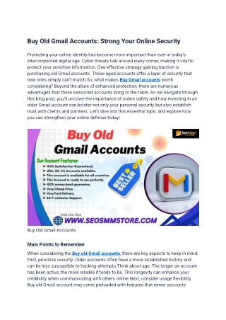 A Comprehensive Guide toBuy Old Gmail Accounts