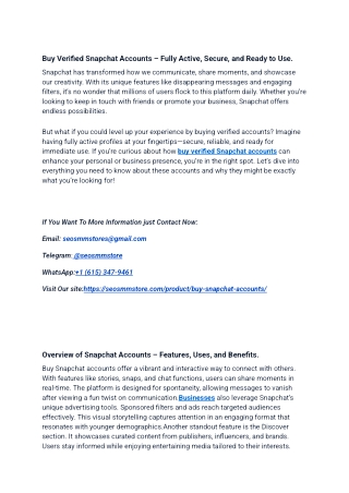 A Comprehensive Guide to Buy Snapchat Accounts