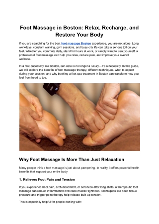 Foot Massage in Boston_ Relax, Recharge, and Restore Your Body