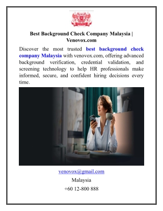 Best Background Check Company Malaysia Venovox