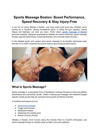 Sports Massage Boston_ Boost Performance, Speed Recovery & Stay Injury-Free