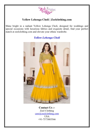 Yellow Lehenga Choli Zeelclothing.com