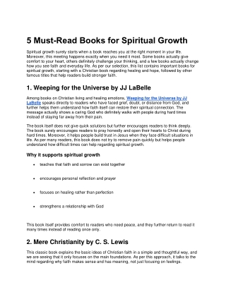 5 Must-Read Books for Spiritual Growth