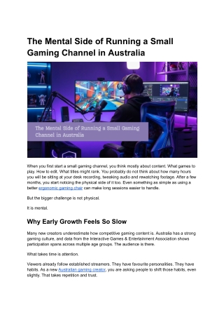 The Mental Side of Running a Small Gaming Channel in Australia
