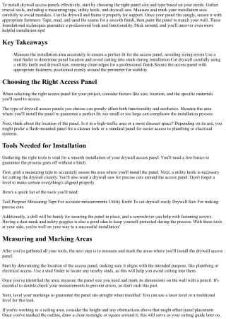 Top Techniques for Installing Drywall Access Panels