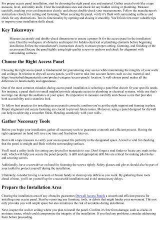 Top Tips for Proper Access Panel Installation