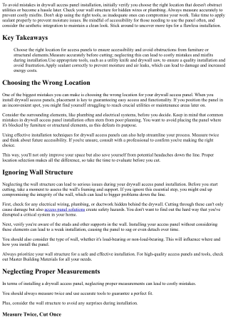 7 Mistakes to Avoid in Drywall Access Panel Installation