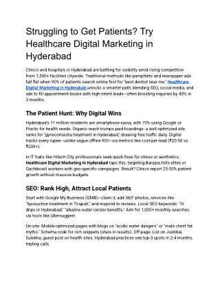 Healthcare Digital Marketing in Hyderabad