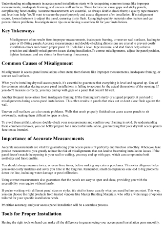 Understanding Misalignments in Access Panel Installations
