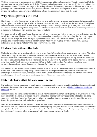 Tile Backsplash Vancouver: Classic Patterns with Modern Flair