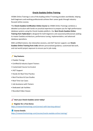 Oracle Exadata Online Certification Training Course