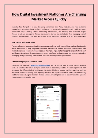 How Digital Investment Platforms Are Changing Market Access Quickly
