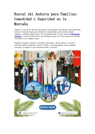 Rental ski Andorra para Familias Comodidad y Seguridad en la Montaña