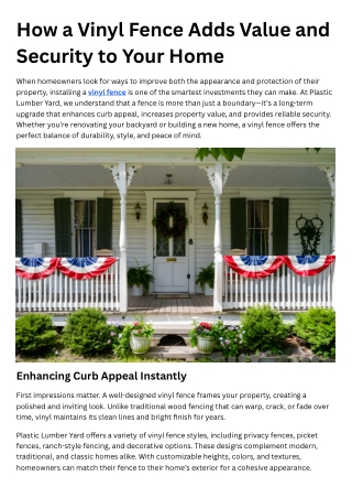 How a Vinyl Fence Adds Value and Security to Your Home