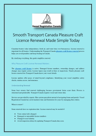 Smooth Transport Canada Pleasure Craft Licence Renewal Made Simple Today