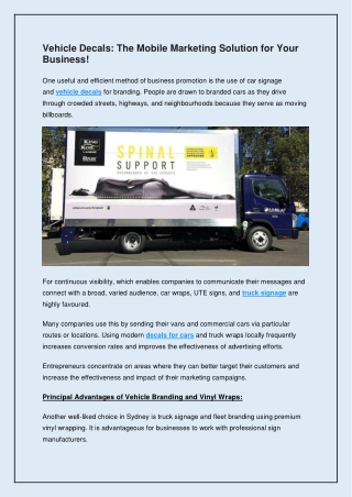 Vehicle Decals - The Mobile Marketing Solution for Your Business