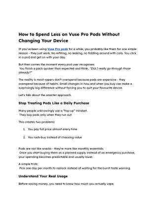 How to Spend Less on Vuse Pro Pods Without Changing Your Device