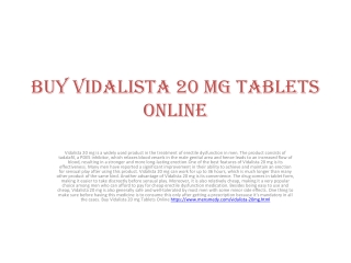 Buy Vidalista 20 mg Tablets Online