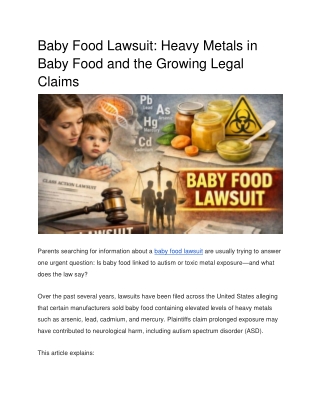 Heavy Metals in Baby Food: Legal Claims and Safety Concerns Explained
