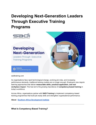 Developing Next-Generation Leaders Through Executive Training Programs