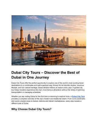 Dubai City Tours – Explore Top Attractions Comfortably
