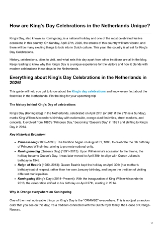How are Kings Day Celebrations in the Netherlands Unique