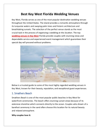 Best Key West Florida Wedding Venues