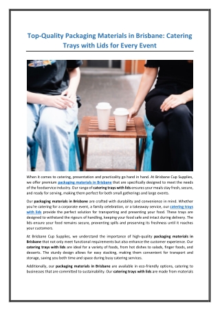 Top-Quality Packaging Materials in Brisbane Catering Trays with Lids for Every Event