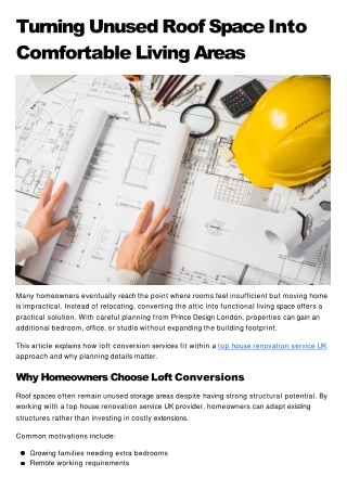 Turning Unused Roof Space Into Comfortable Living Areas