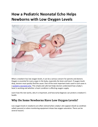 How a Pediatric Neonatal Echo Helps Newborns with Low Oxygen Levels
