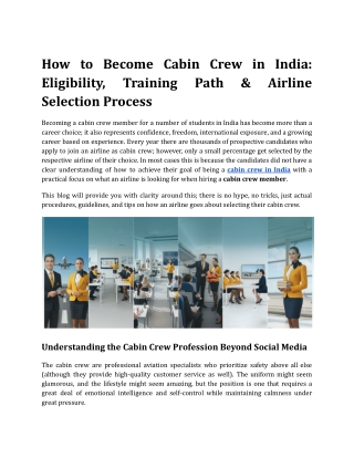 How to Become Cabin Crew in India_ Eligibility, Training Path & Airline Selection Process