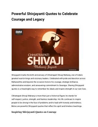 Powerful Shivjayanti Quotes to Celebrate Courage and Legacy