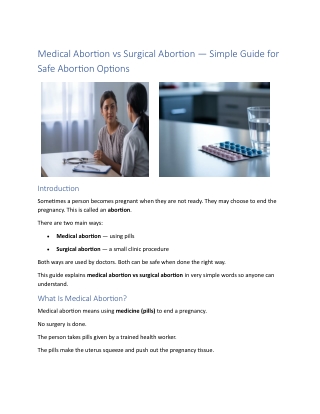 Medical Abortion vs Surgical Abortion