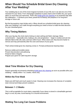 When Should You Schedule Bridal Gown Dry Cleaning After Your Wedding