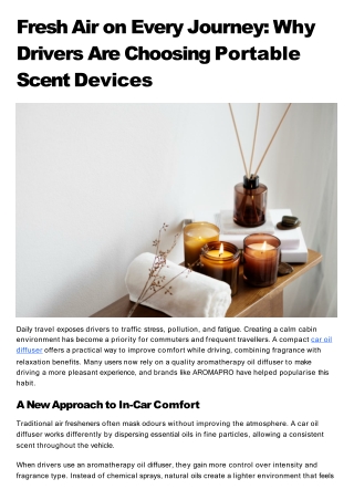 Fresh Air on Every Journey Why Drivers Are Choosing Portable Scent Devices