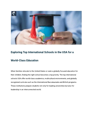 Exploring Top International Schools in the USA for a World-Class Education