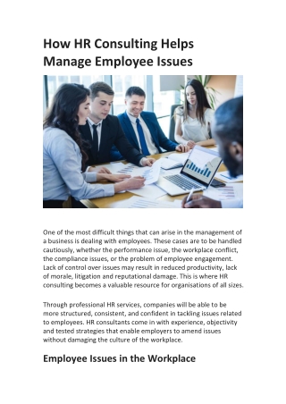 How HR Consulting Helps Manage Employee Issues