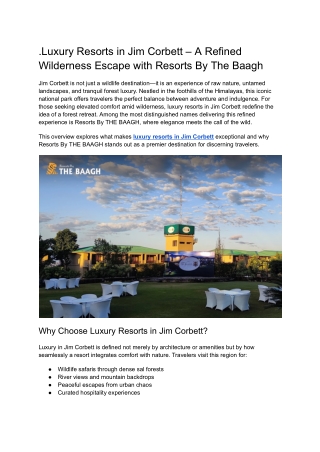Luxury Resorts in Jim Corbett – Experience Nature in Style with Resorts By The B